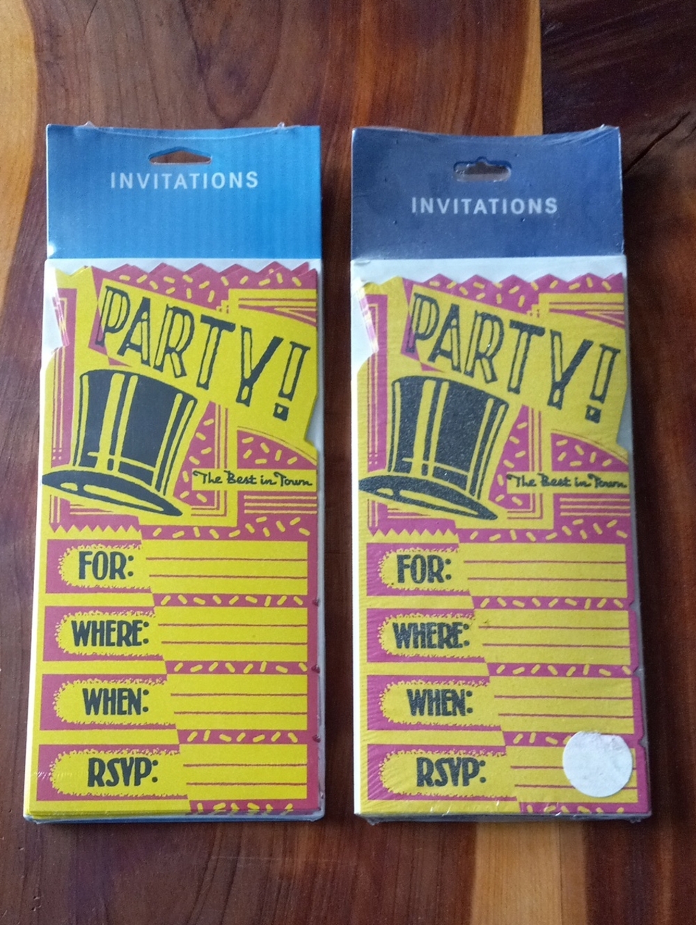 Gibson Yellow and Pink 'PARTY!' Invitation Cards - Pack of 2
